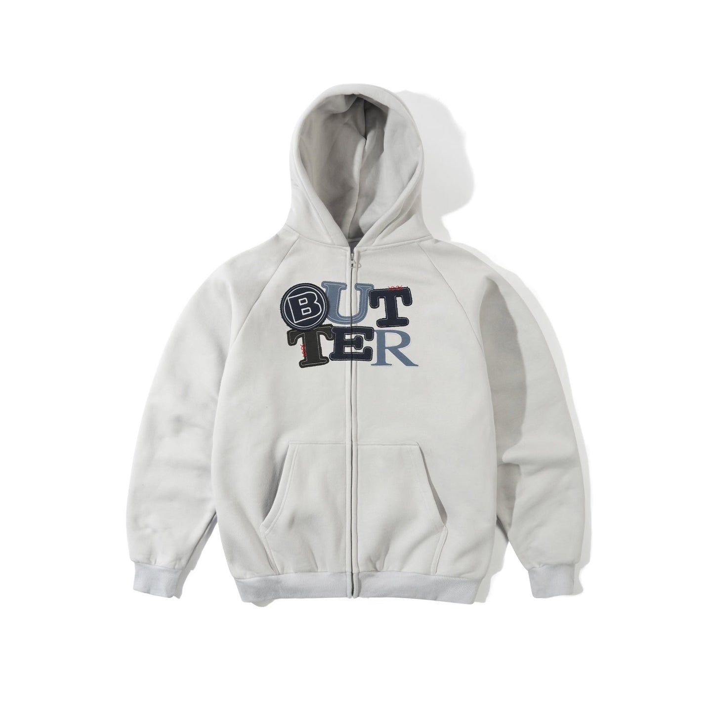 Butter Goods Patchwork Zip-Thru Hoodie Cement
