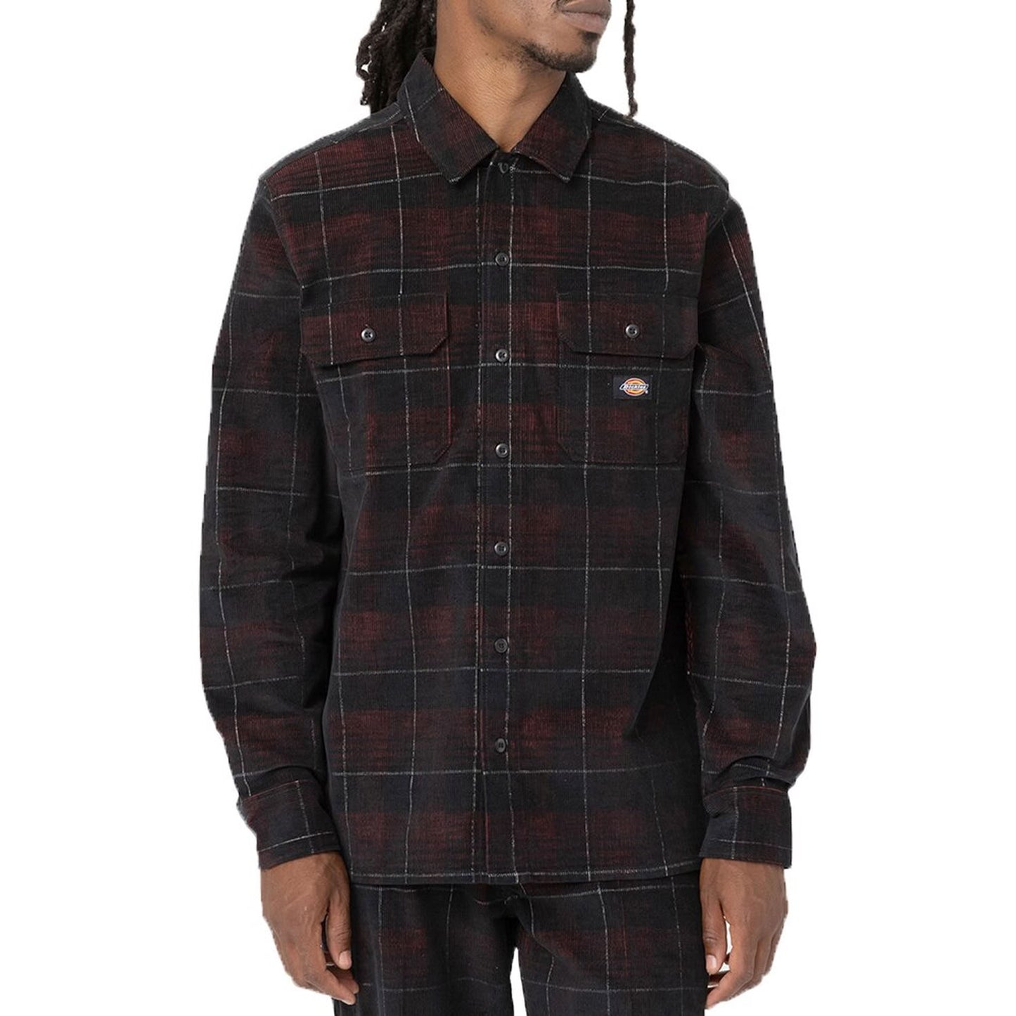 Dickies Alma Cord Shirt Check Dark L
