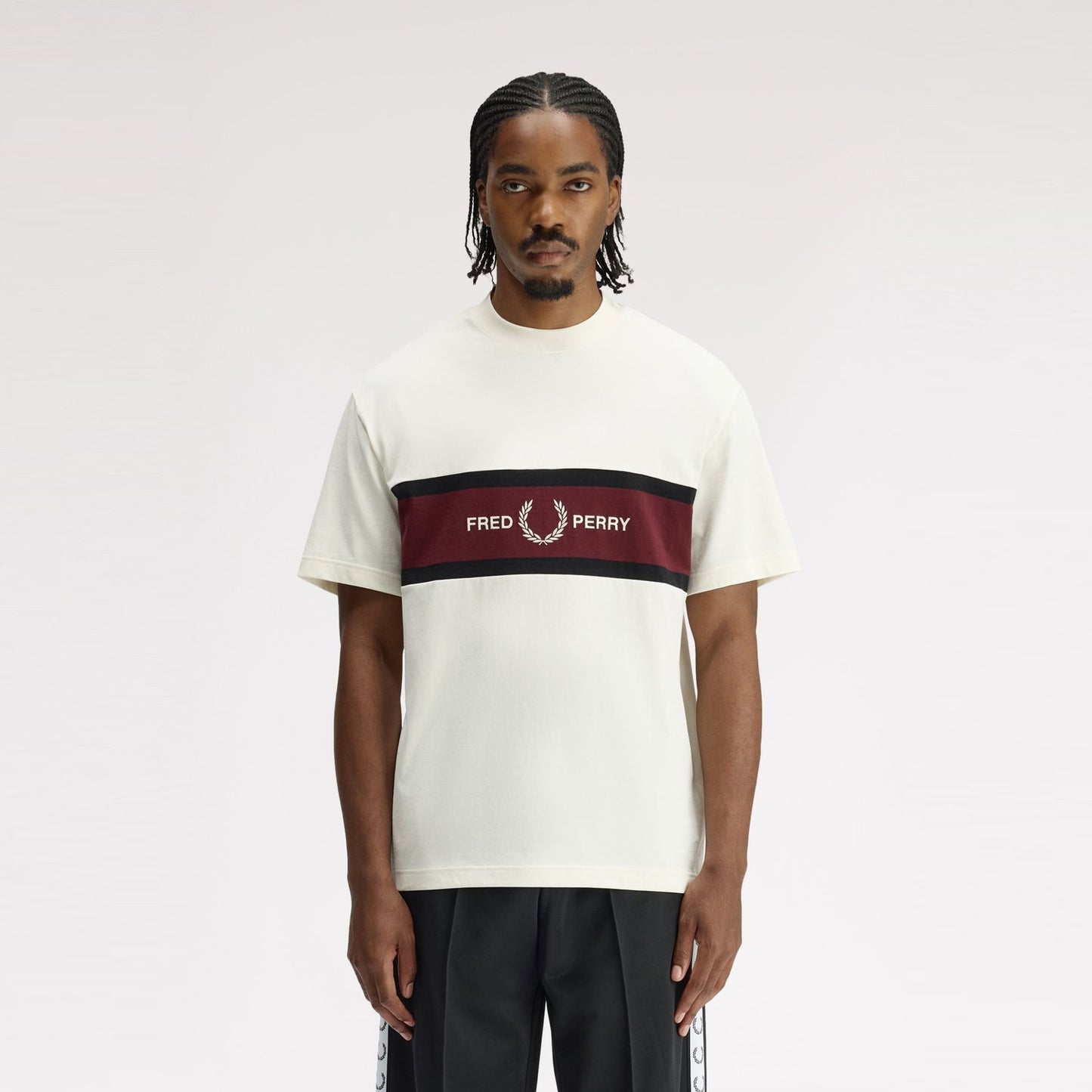 Fred Perry M2405 Embroidered Panel T-Shirt Ecru