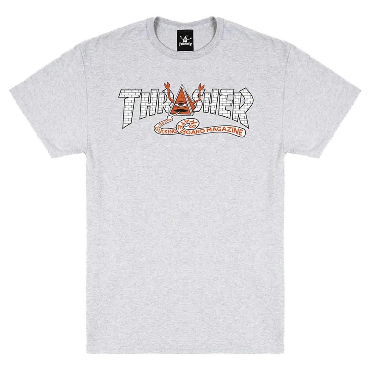 Thrasher X Toy Machine Pyramid T-Shirt Ash Grey