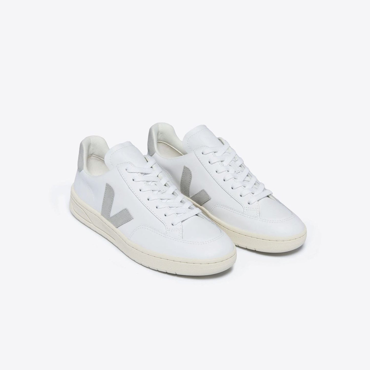 VEJA V-12 Leather Shoes White Light Grey