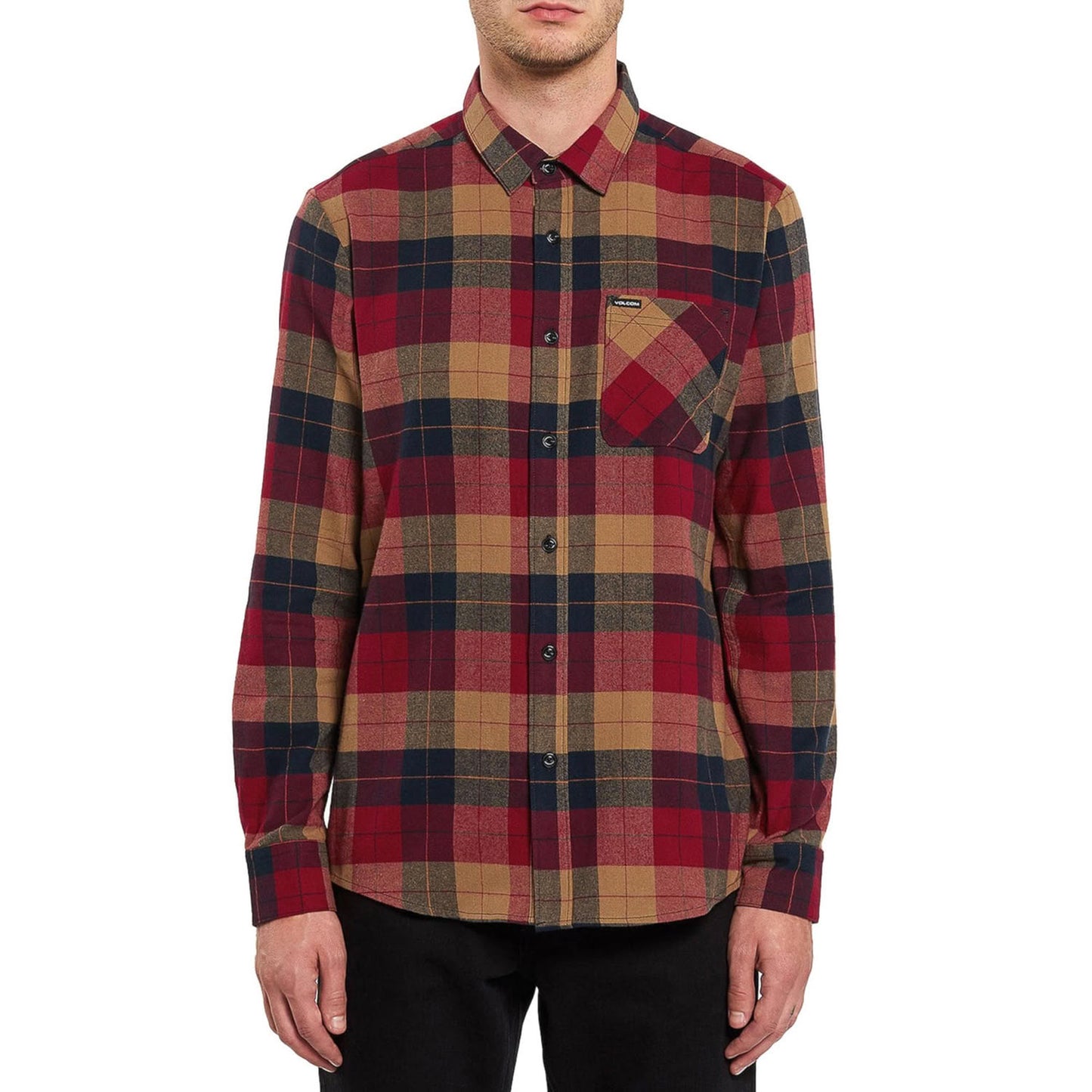 Volcom Caden Plaid Shirt Rio Red S