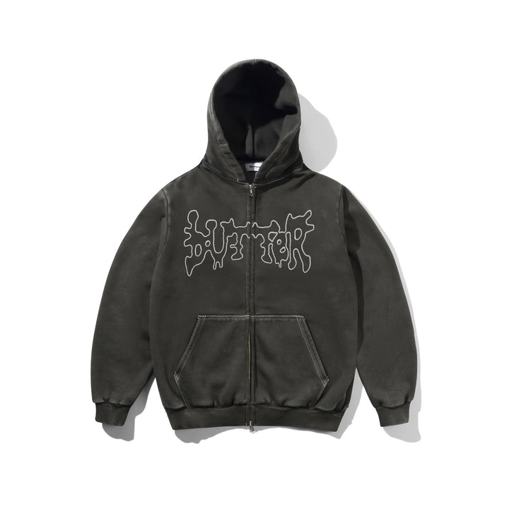 Butter Goods Blotch Zip-Thru Hoodie Washed Black
