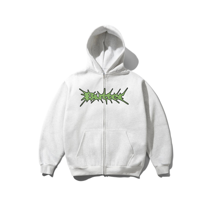 Butter Goods Nail Logo Zip-Thru Hoodie Ash