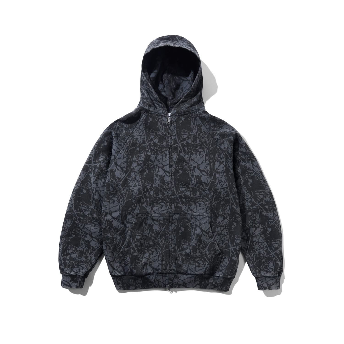 Butter Goods Woods Camo Zip-Thru Hoodie Washed Black