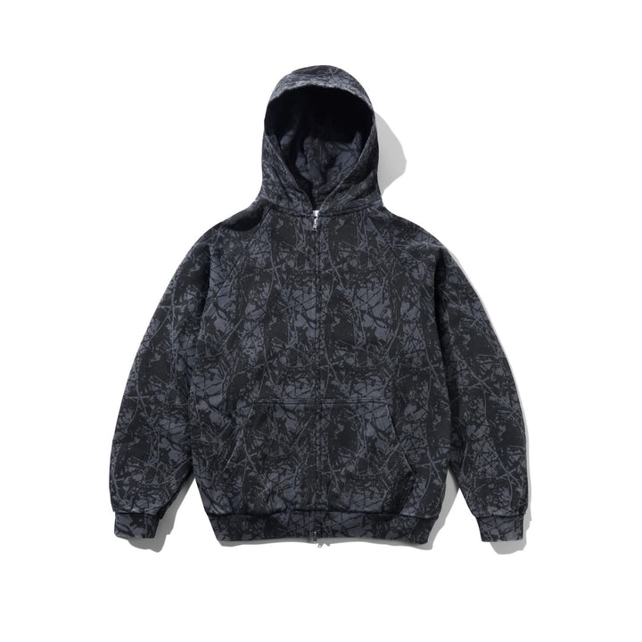 Butter Goods Woods Camo Zip-Thru Hoodie Washed Black