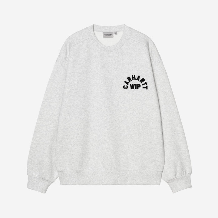 Carhartt WIP Arch Script Sweat Ash Heather Dark Navy, Stone Washed