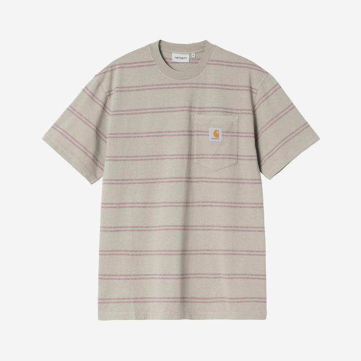 Carhartt WIP Bert Pocket T-Shirt Bert Stripe, Shady Green Havana (garment dyed)