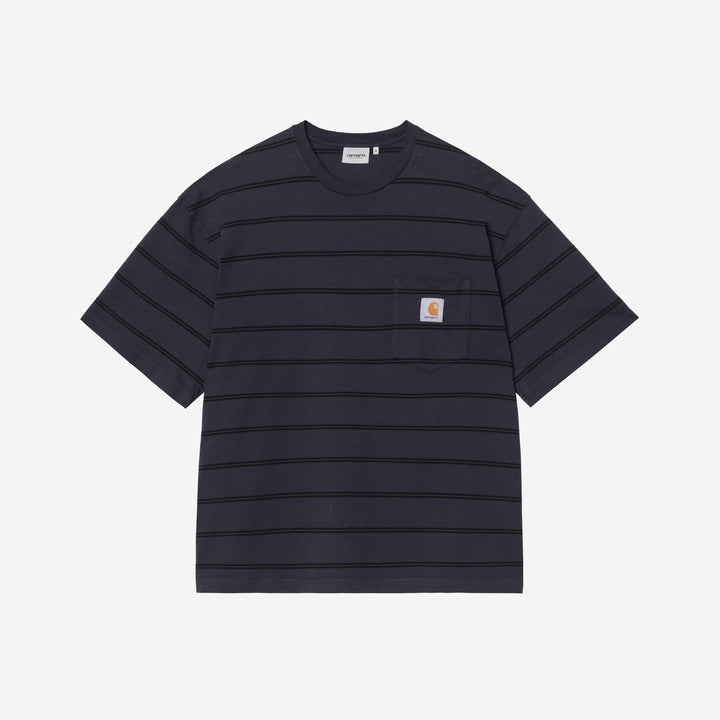 Carhartt WIP Cardona Pocket T-Shirt Cardona Stripe, Natural Dark Navy (garment dyed)