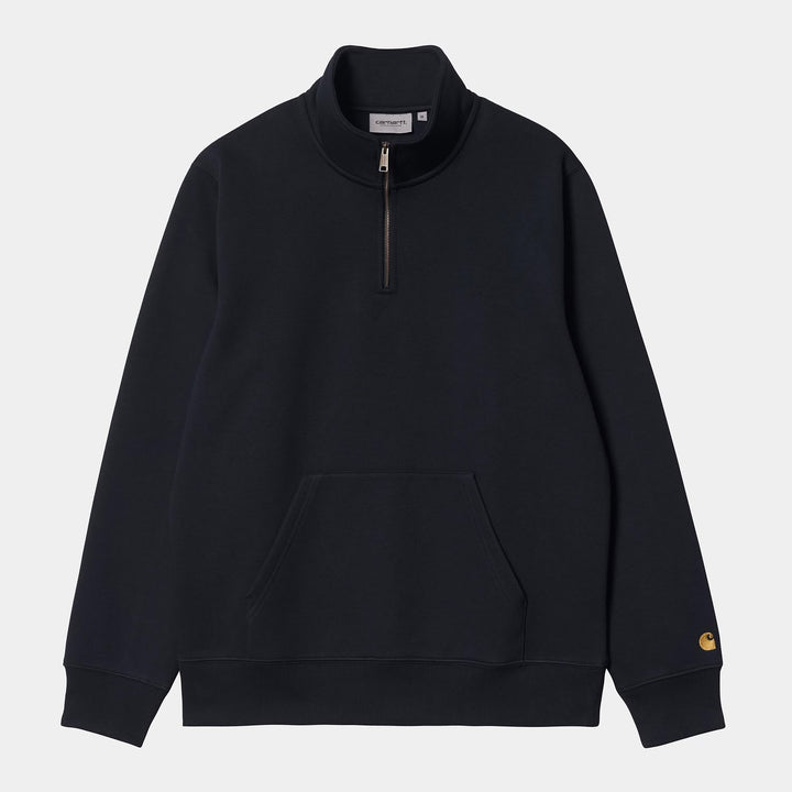 Carhartt WIP Chase Neck Zip Sweatshirt Dark Navy Gold