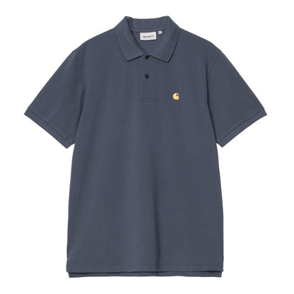 Carhartt WIP Chase Pique Polo Dusky Blue Gold