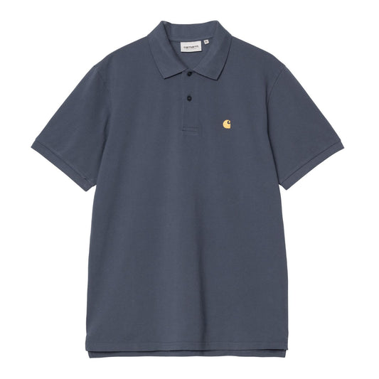 Carhartt WIP Chase Pique Polo Dusky Blue Gold