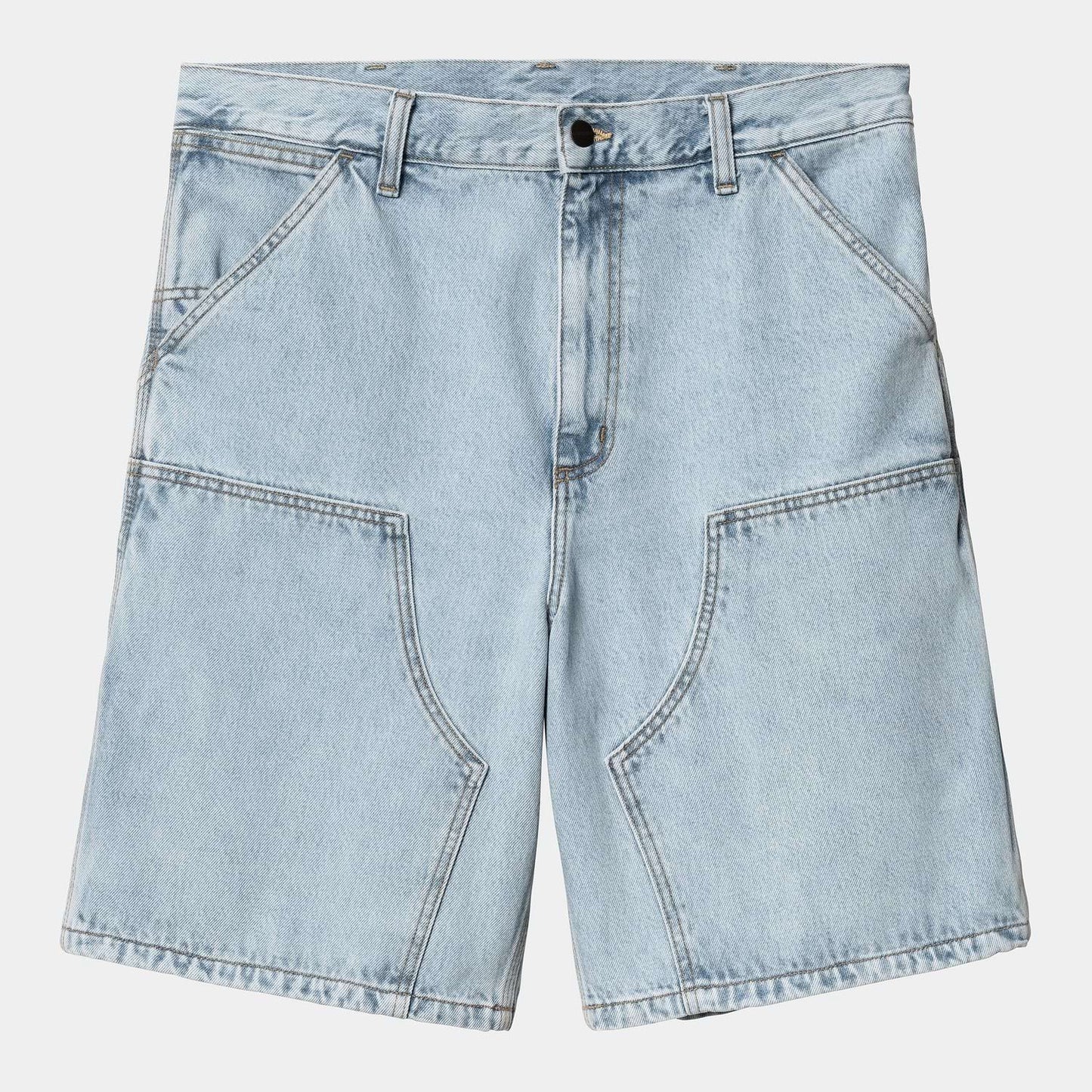 Carhart WIP Double Knee Short 'Smith' Blue Heavy Stone Bleached