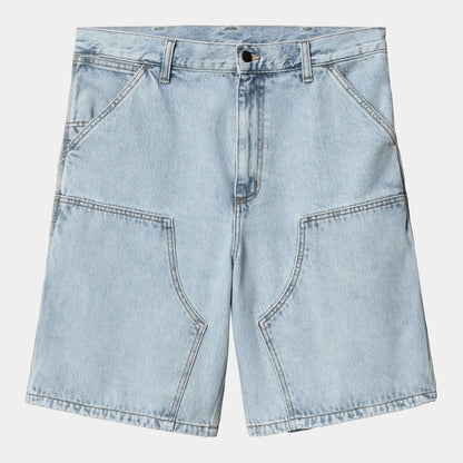 Carhart WIP Double Knee Short 'Smith' Blue Heavy Stone Bleached