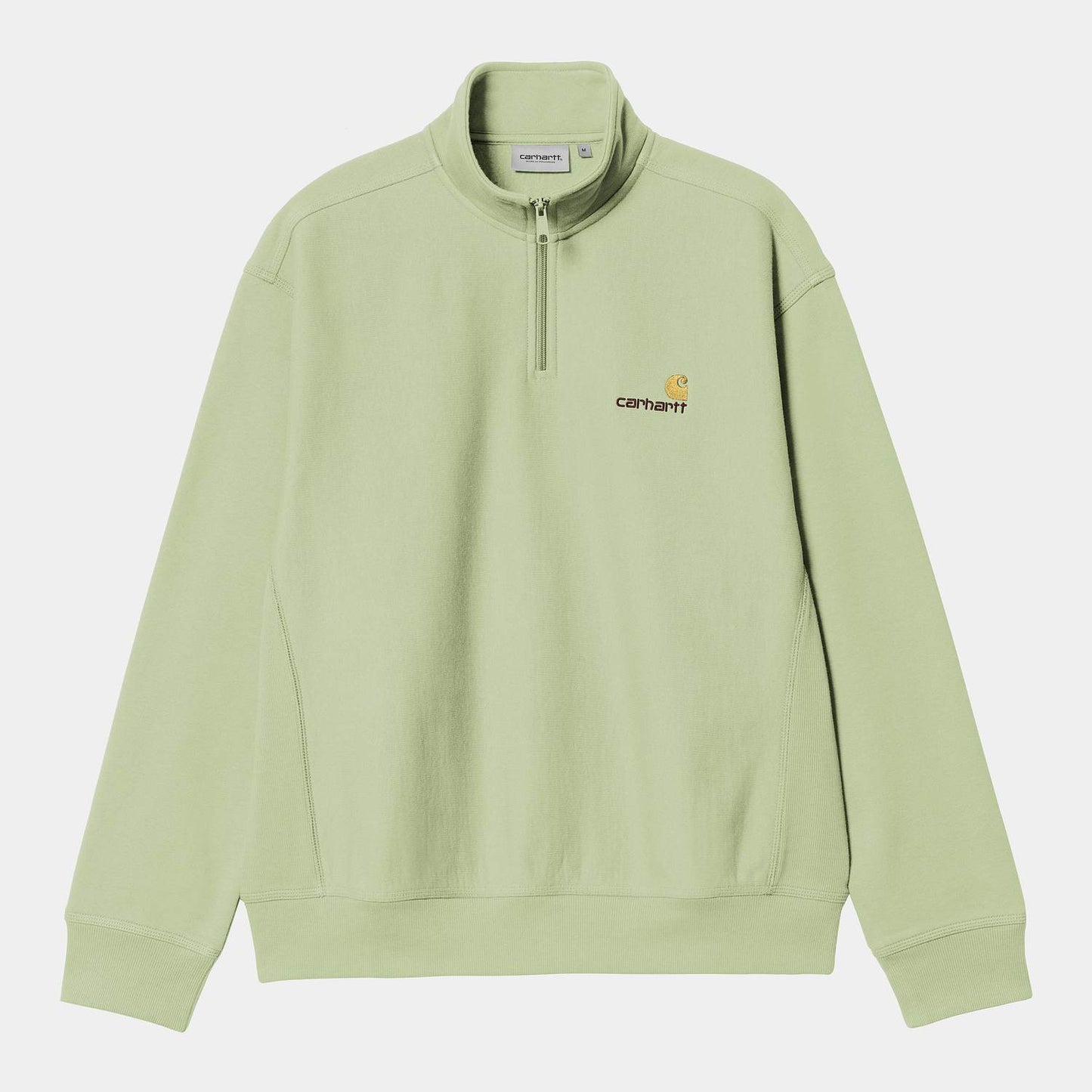 Carhartt WIP Half Zip American Script Sweatshirt Pale Olive