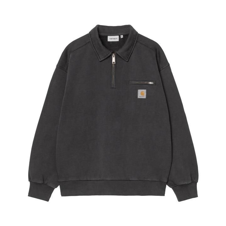 Carhartt WIP Half Zip Detroit Sweatshirt Black Stone Washed