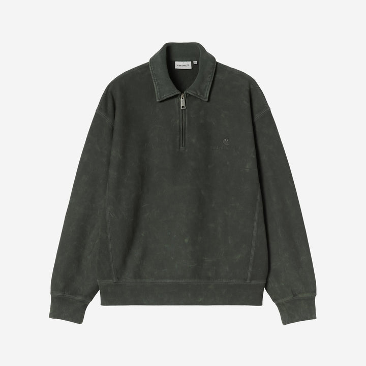 Carhartt WIP Lambert Polo Sweatshirt Raven, Moon wash