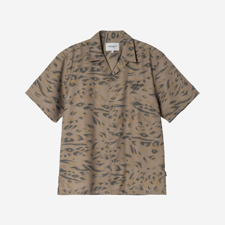 Carhartt WIP Travon Shirt Duck Feather Print, Cypress Black