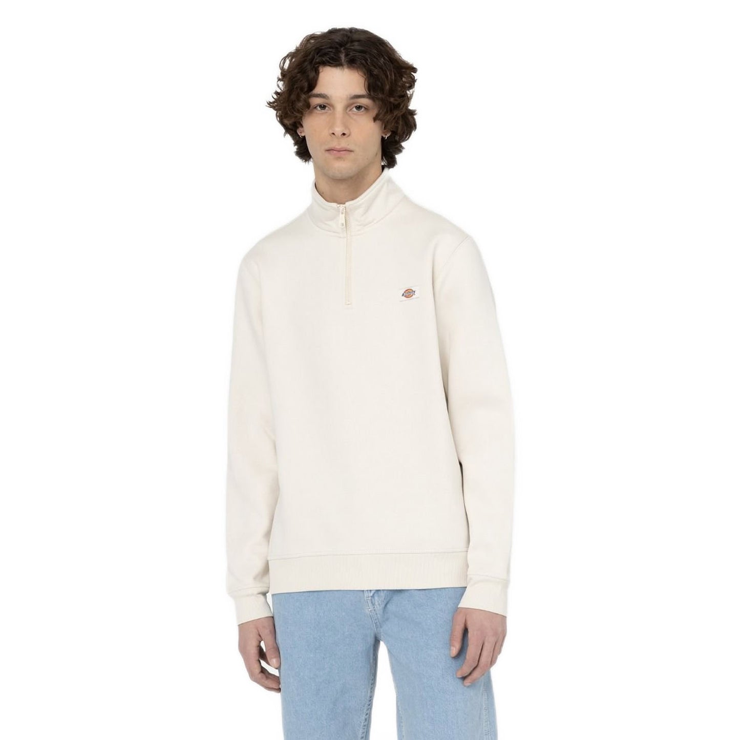 Dickies Oakport Quarter Zip Sweatshirt Whitecap Grey