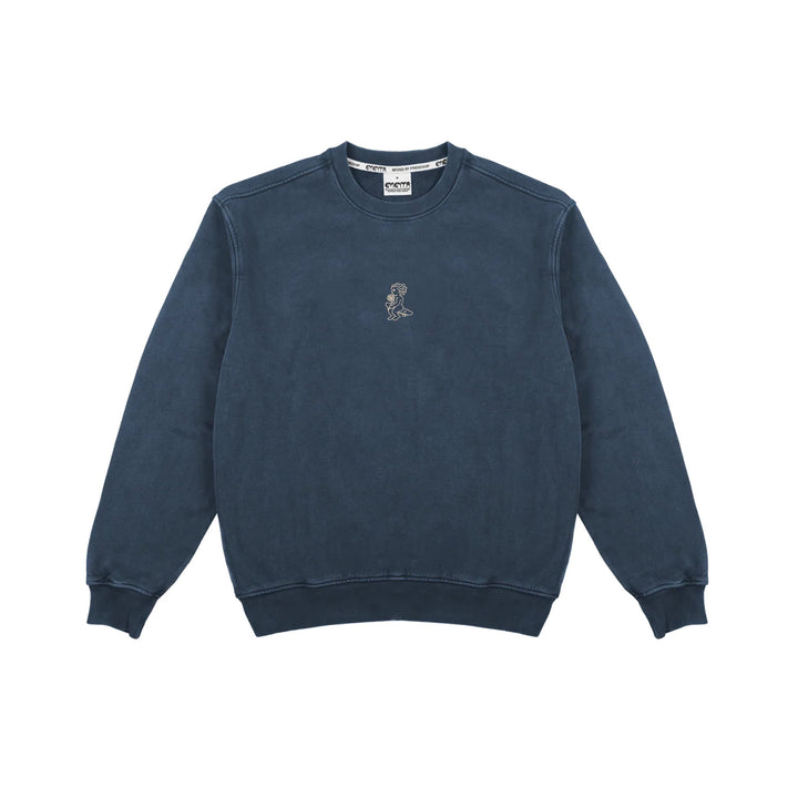 Ementa Ikon Flower Sweatshirt Blue Washed