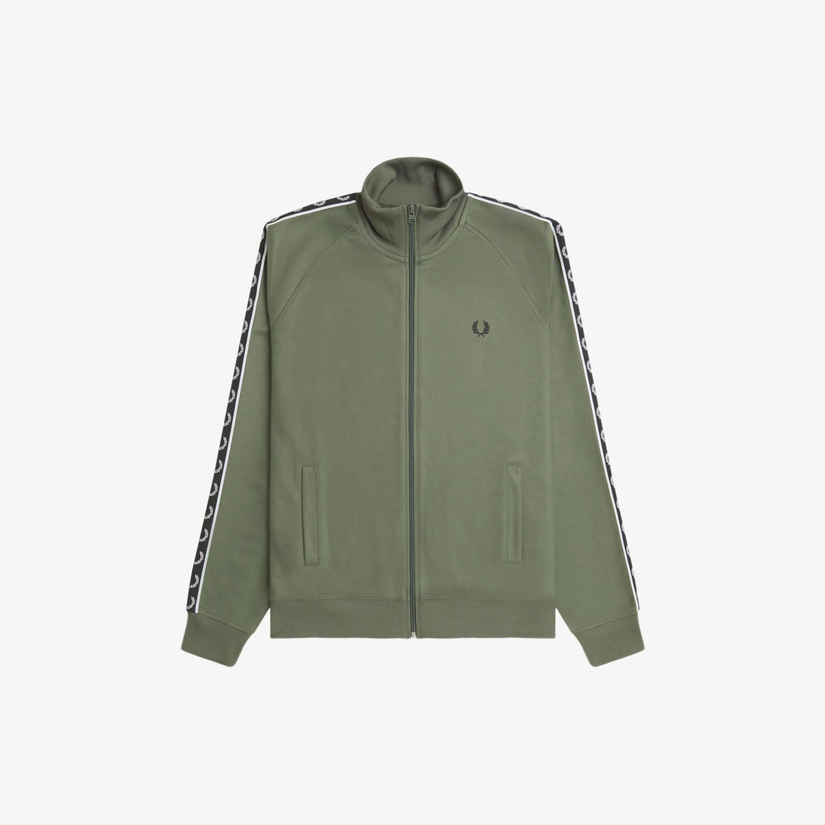 Fred Perry J4620 Taped Track Jacket Laurel Wreath Green Black