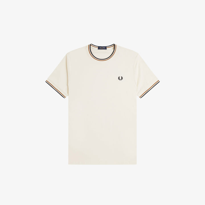 Fred Perry Twin Tipped M1588 T-Shirt Ecru Dark Caramel Black