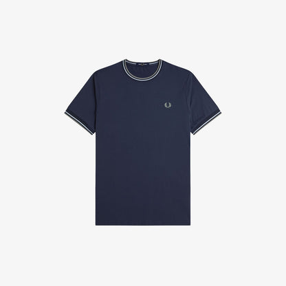 Fred Perry Twin Tipped M1588 T-Shirt Dark Airforce Light Ice Bay Leaf
