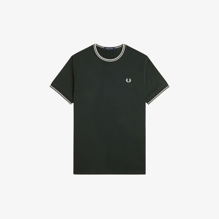 Fred Perry Twin Tipped M1588 T-Shirt Night Green Snow White