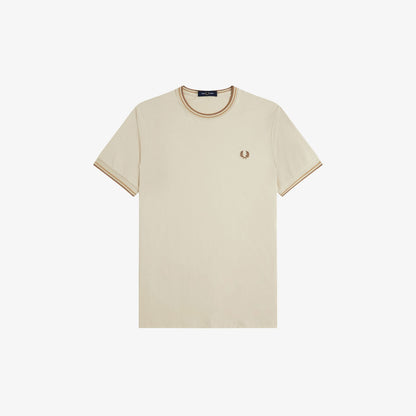 Fred Perry Twin Tipped M1588 T-Shirt Oatmeal Warm Stone Shaded Stone