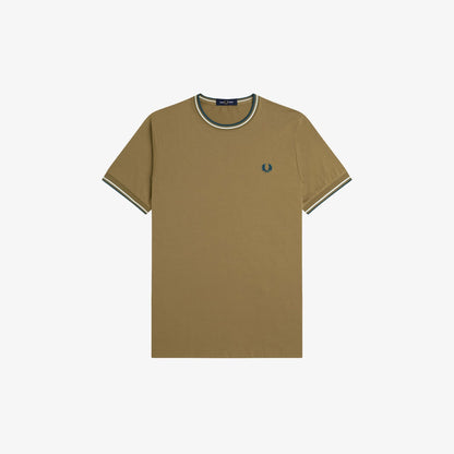 Fred Perry Twin Tipped M1588 T-Shirt Shaded Stone Ecru Dark Petrol