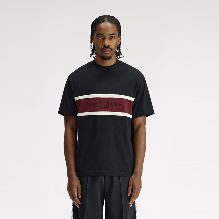 Fred Perry M2405 Embroidered Panel T-Shirt Black