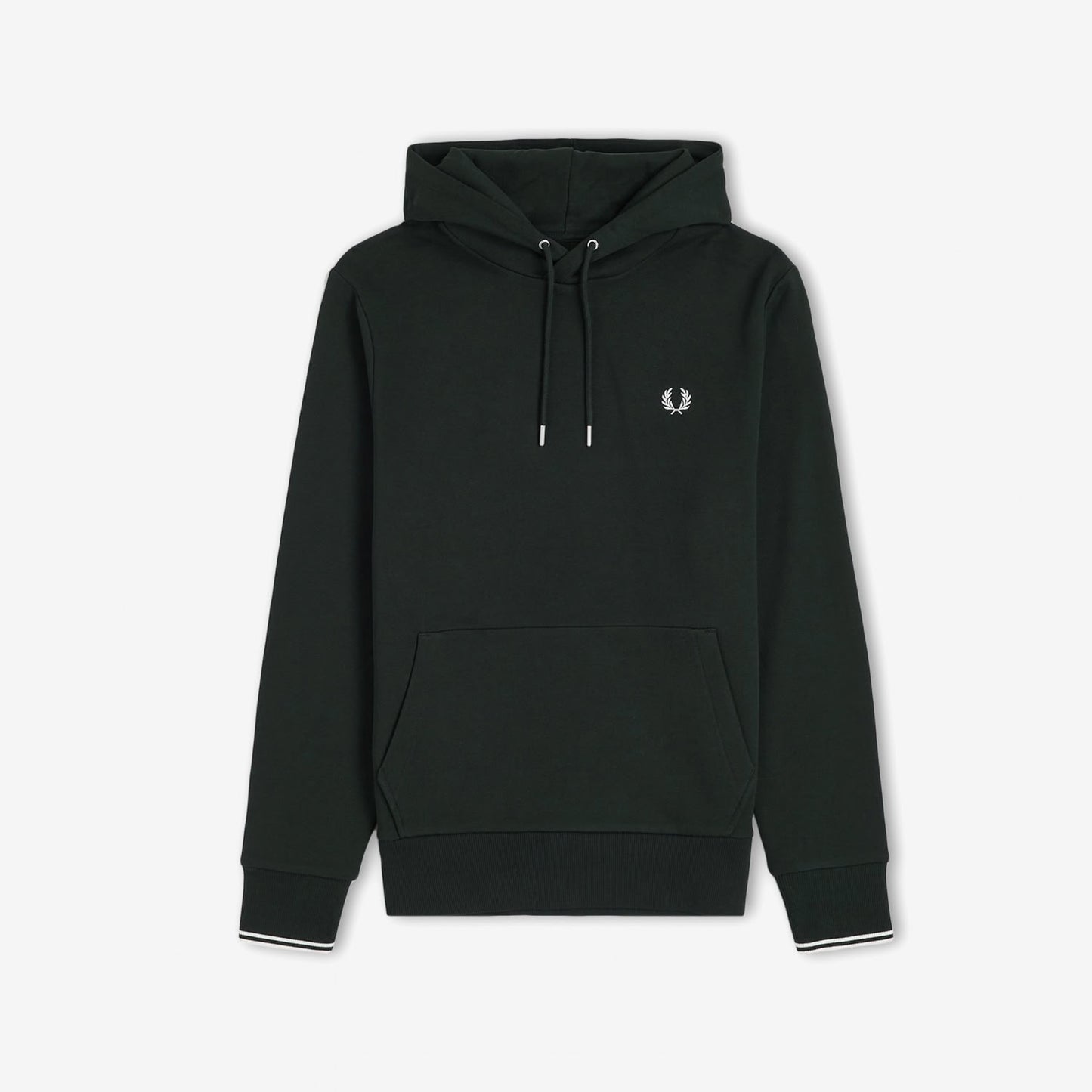 Fred Perry M2643 Tipped Hooded Sweatshirt Night Green Snow White