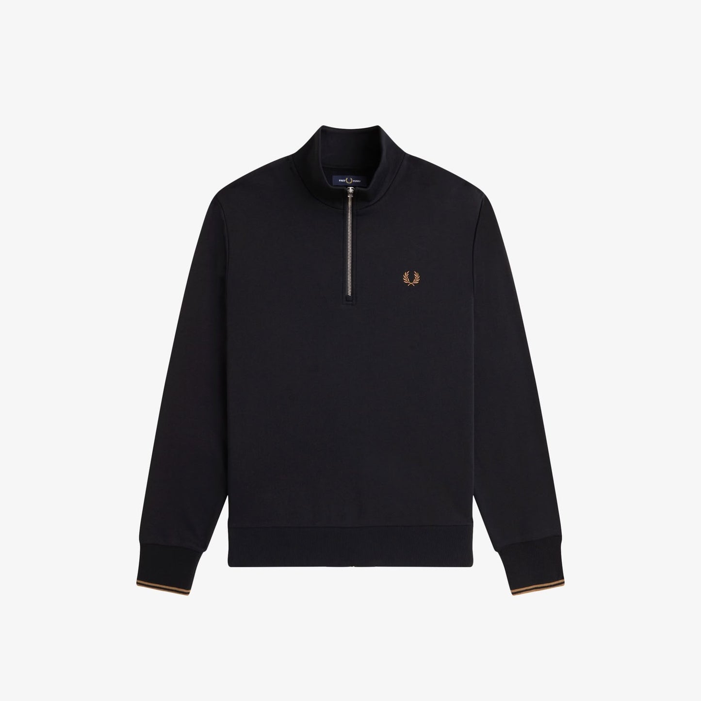Fred Perry M3574 Half Zip Sweatshirt Black Shaded Stone