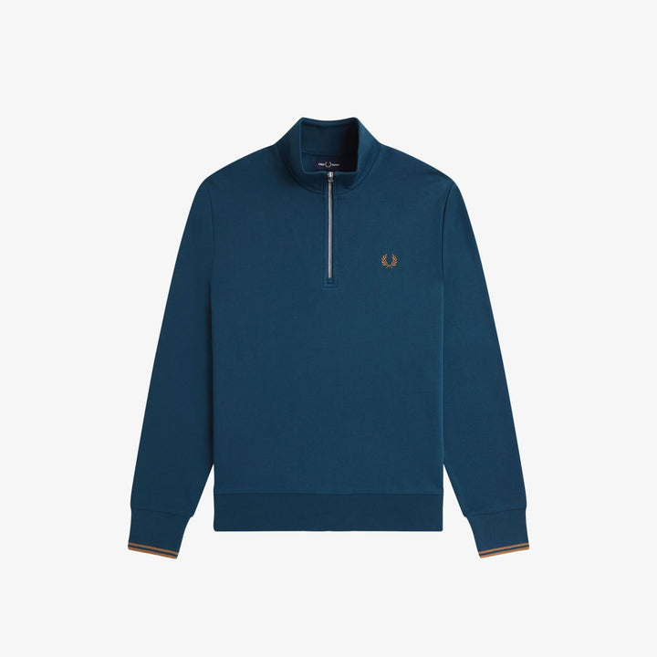 Fred Perry M3574 Half Zip Sweatshirt Dark Petrol Shaded Stone