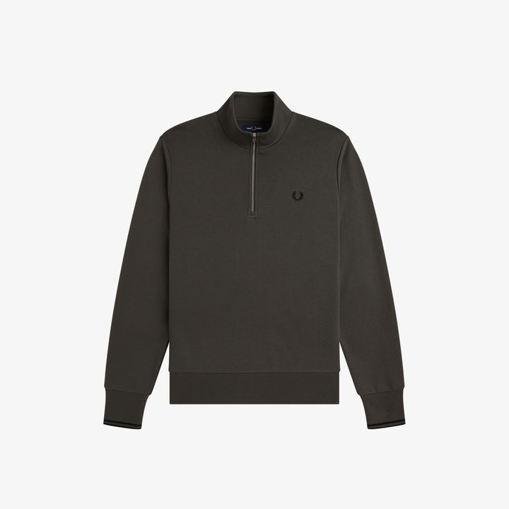 Fred Perry M3574 Half Zip Sweatshirt Field Green Black S