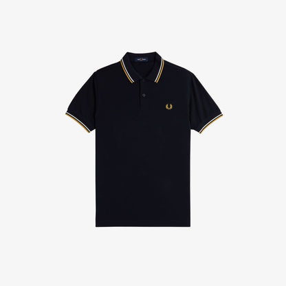 Fred Perry M3600 Polo Navy Ecru Honeycomb
