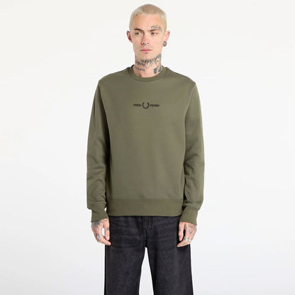 Fred Perry M4727 Embroidered Sweatshirt Laurel Wreath Green