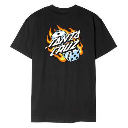 Santa Cruz Flaming Dice Dot Chest T-Shirt