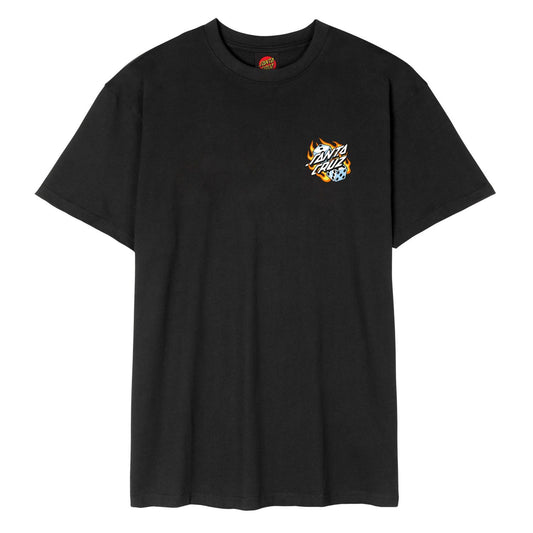 Santa Cruz Flaming Dice Dot Chest T-Shirt Black