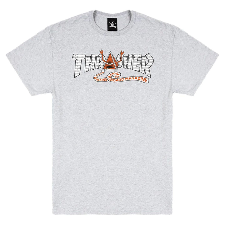 Thrasher X Toy Machine Pyramid T-Shirt Ash Grey
