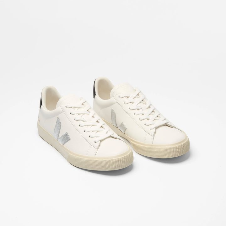 VEJA Campo Leather Shoes White Silver Black