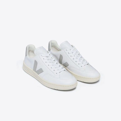 VEJA V-12 Leather Shoes White Light Grey