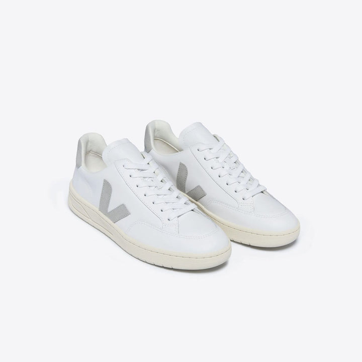 VEJA V-12 Leather Shoes White Light Grey