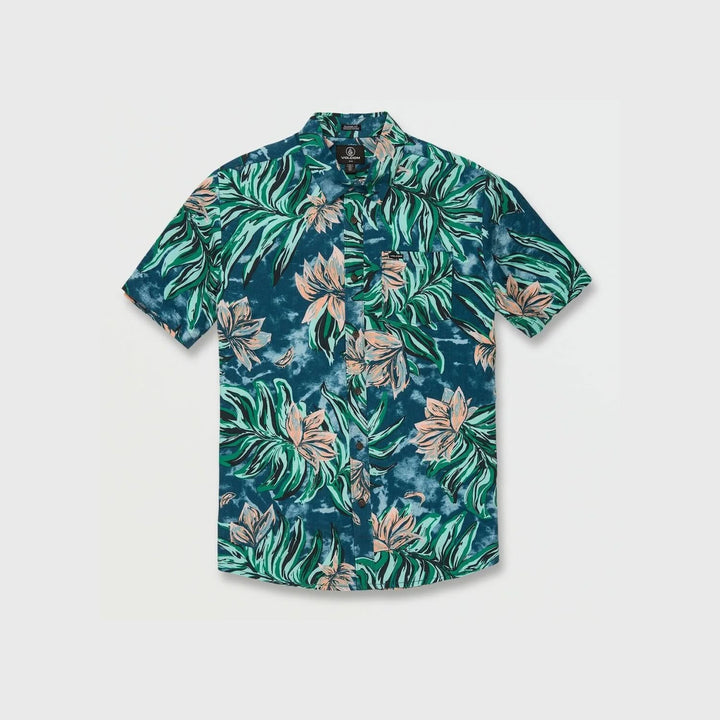 Volcom Marble Floral Shirt Aged Indigo M