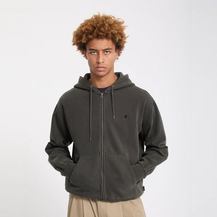 Volcom Single Stone PW Zip Hoodie Rinsed Black