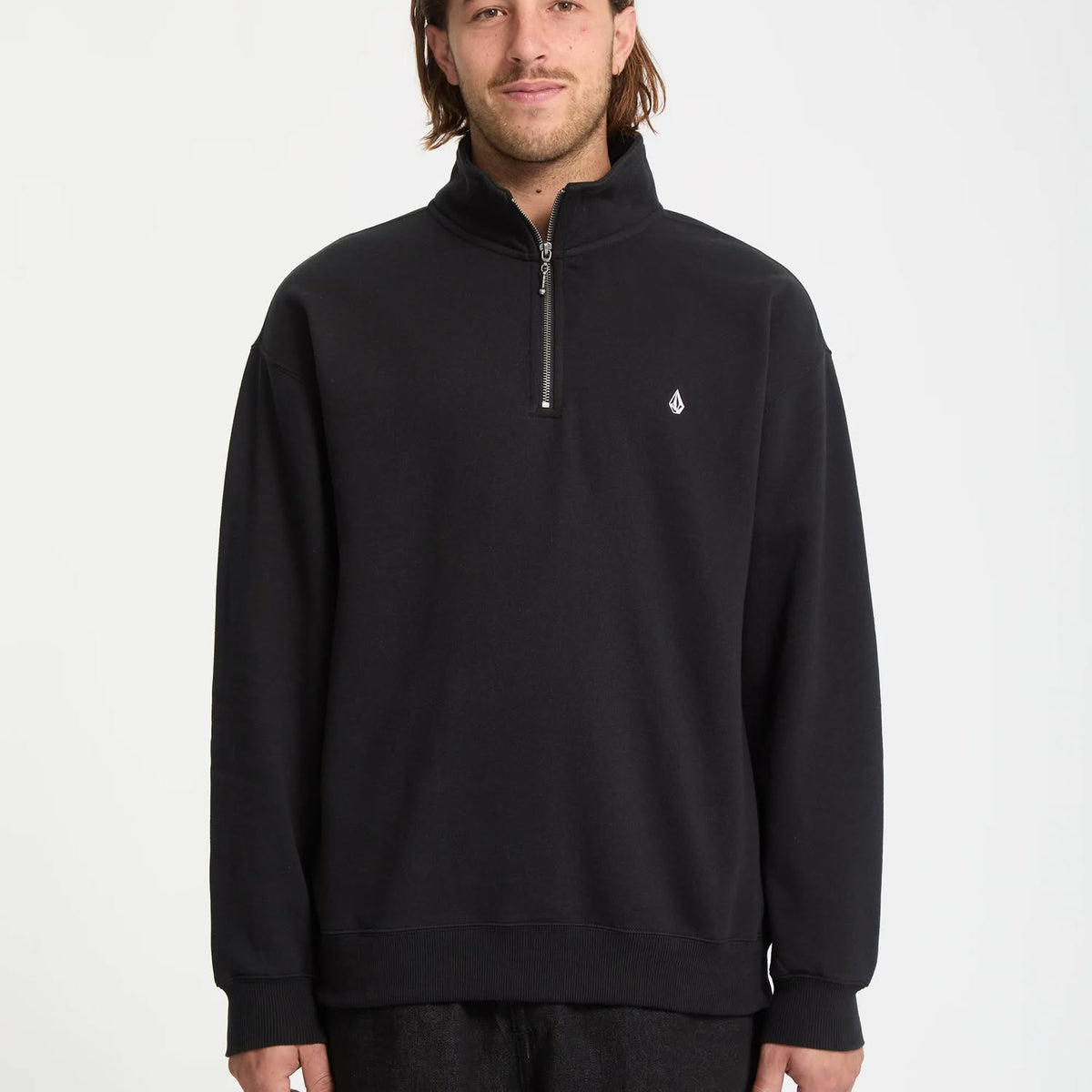 Volcom Single Stone Quarter Zip Sweatshirt Black